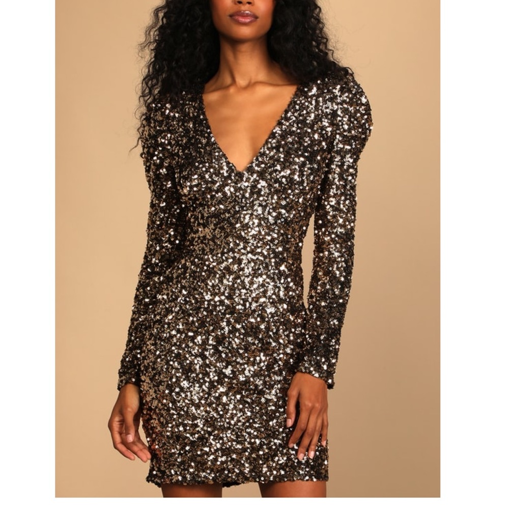 Lulus Brand New You Gold Sequin Bodycon Mini Dress